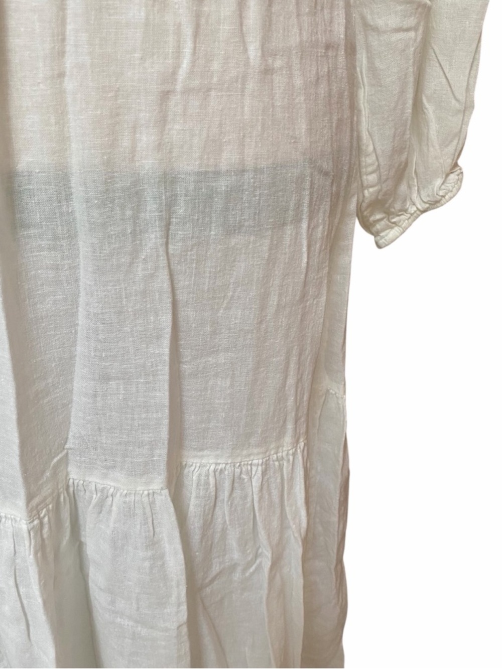 Joie White Linen Blend Beach Cover Up Dress Sheer Tassel Tie Resort Midi Size M - Picture 11 of 13